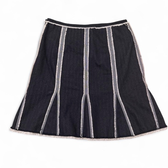 Vintage Y2K A-Line Denim Skirt Women’s 6 Grunge Western Fringe Mini Festival - Picture 4 of 6